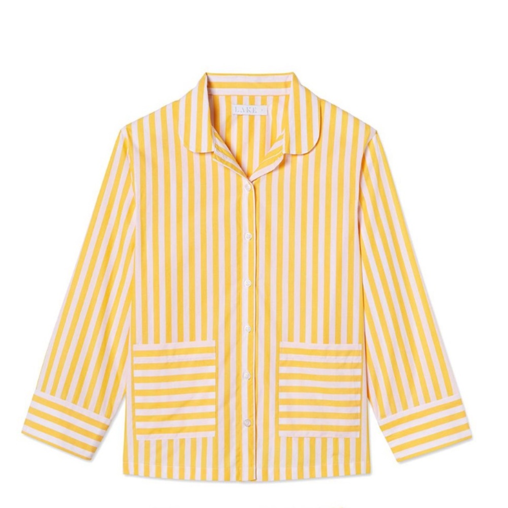 LAKE Yellow Striped Pajama Top Size XS